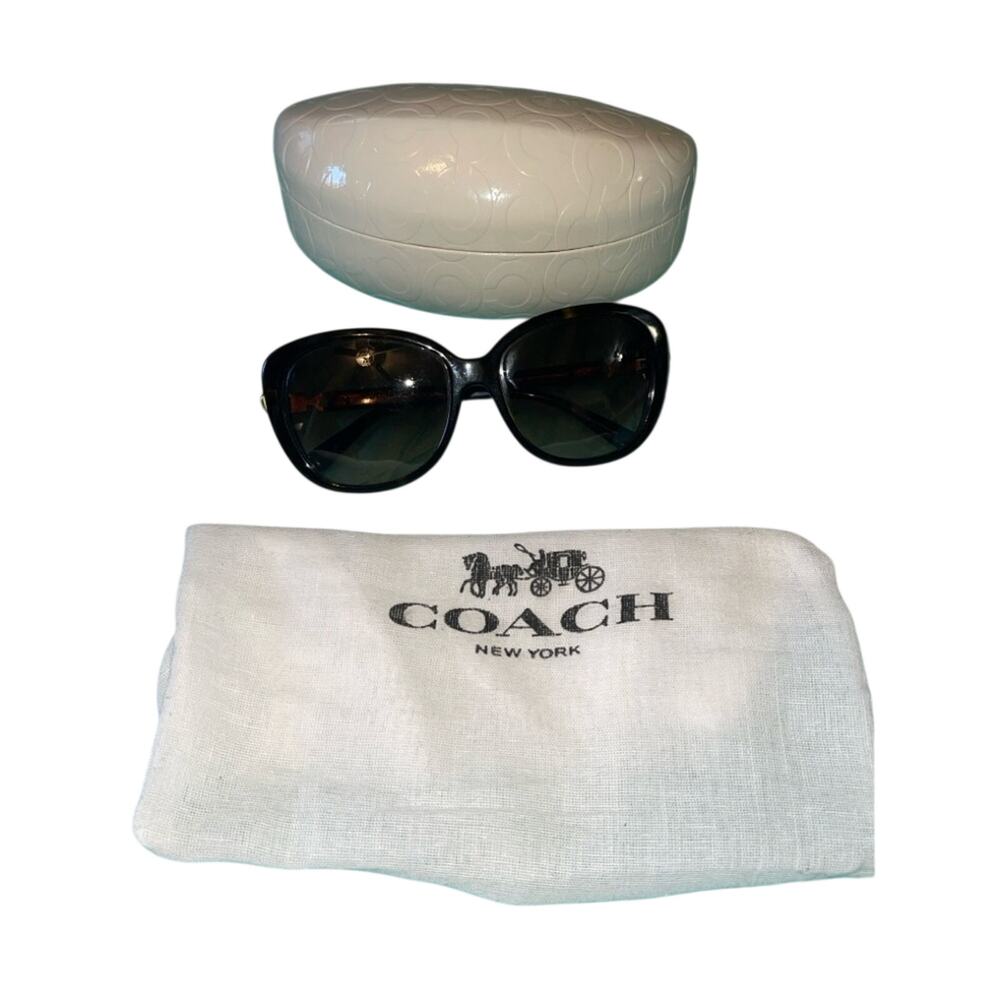 Coach Dark Tortoise Sunglasses HC8164 L953 Bundle w Case & Dust Bag GUC